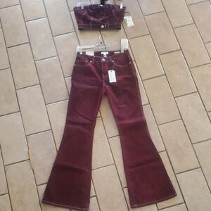 NWT Forever 21 Velvet Top & Flare Pants, S/27